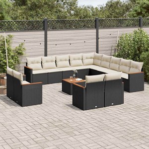 Maison exclusive - salon de jardin avec coussins 14 pcs noir résine tressée