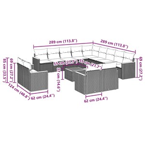 Maison exclusive - salon de jardin avec coussins 14 pcs noir résine tressée