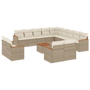 Maison exclusive - salon de jardin avec coussins 14 pcs beige résine tressée