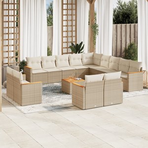 Maison exclusive - salon de jardin avec coussins 14 pcs beige résine tressée