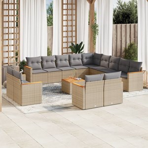 Maison exclusive - salon de jardin avec coussins 14 pcs beige résine tressée