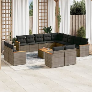 Maison exclusive - salon de jardin avec coussins 14 pcs gris résine tressée