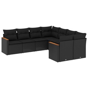 Maison exclusive - salon de jardin 8 pcs avec coussins noir résine tressée