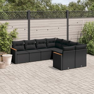 Maison exclusive - salon de jardin 8 pcs avec coussins noir résine tressée