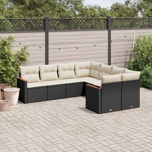 Maison exclusive - salon de jardin 8 pcs avec coussins noir résine tressée