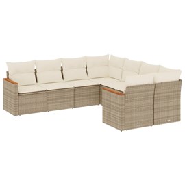 Maison exclusive - salon de jardin avec coussins 8 pcs beige résine tressée