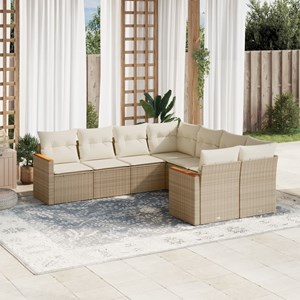 Maison exclusive - salon de jardin avec coussins 8 pcs beige résine tressée