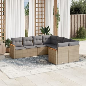 Maison exclusive - salon de jardin avec coussins 8 pcs beige résine tressée