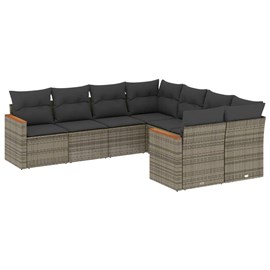 Maison exclusive - salon de jardin 8 pcs avec coussins gris résine tressée