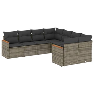 Maison exclusive - salon de jardin 8 pcs avec coussins gris résine tressée