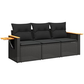 Maison exclusive - salon de jardin 3 pcs avec coussins noir résine tressée