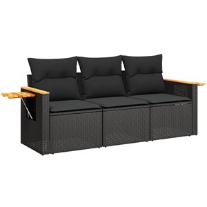 Maison exclusive - salon de jardin 3 pcs avec coussins noir résine tressée