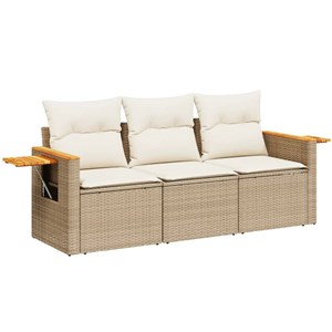 Maison exclusive - salon de jardin avec coussins 3 pcs beige résine tressée