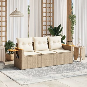 Maison exclusive - salon de jardin avec coussins 3 pcs beige résine tressée