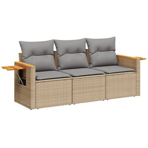Maison exclusive - salon de jardin avec coussins 3 pcs beige résine tressée