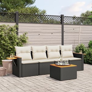 Maison exclusive - salon de jardin 5 pcs avec coussins noir résine tressée