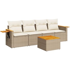 Maison exclusive - salon de jardin avec coussins 5 pcs beige résine tressée