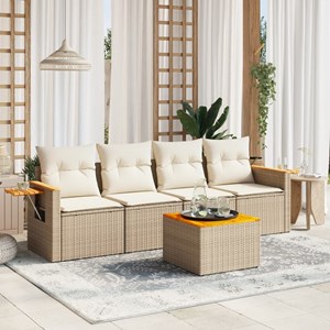 Maison exclusive - salon de jardin avec coussins 5 pcs beige résine tressée