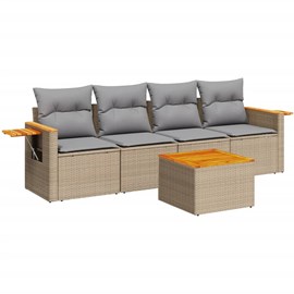 Maison exclusive - salon de jardin avec coussins 5 pcs beige résine tressée