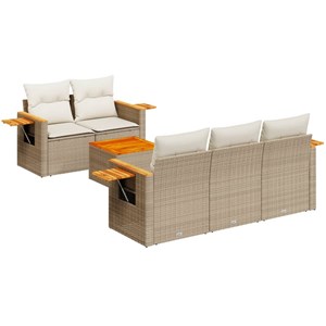 Maison exclusive - salon de jardin avec coussins 6 pcs beige résine tressée