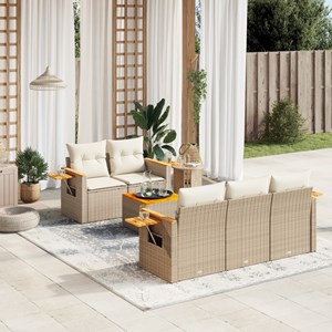 Maison exclusive - salon de jardin avec coussins 6 pcs beige résine tressée
