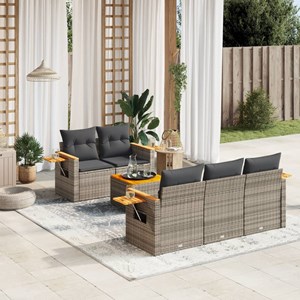 Maison exclusive - salon de jardin 6 pcs avec coussins gris résine tressée