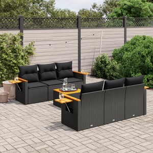 Maison exclusive - salon de jardin 7 pcs avec coussins noir résine tressée
