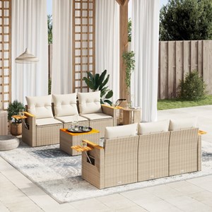 Maison exclusive - salon de jardin avec coussins 7 pcs beige résine tressée