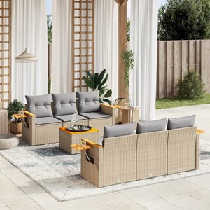 Maison exclusive - salon de jardin avec coussins 7 pcs beige résine tressée