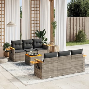 Maison exclusive - salon de jardin avec coussins 7 pcs gris résine tressée