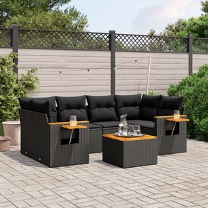 Maison exclusive - salon de jardin 7 pcs avec coussins noir résine tressée