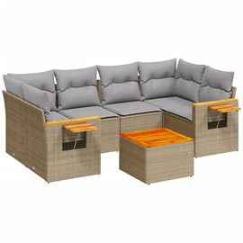 Maison exclusive - salon de jardin avec coussins 7 pcs beige résine tressée