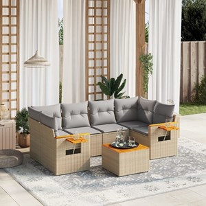 Maison exclusive - salon de jardin avec coussins 7 pcs beige résine tressée