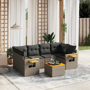 Maison exclusive - salon de jardin avec coussins 7 pcs gris résine tressée