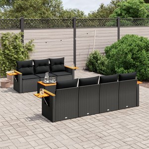 Maison exclusive - salon de jardin 8 pcs avec coussins noir résine tressée