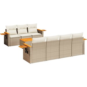 Maison exclusive - salon de jardin avec coussins 8 pcs beige résine tressée