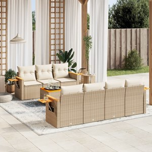 Maison exclusive - salon de jardin avec coussins 8 pcs beige résine tressée
