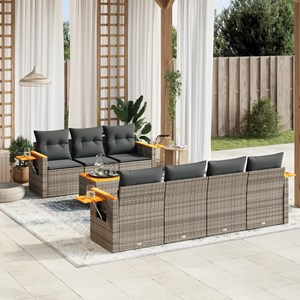 Maison exclusive - salon de jardin 8 pcs avec coussins gris résine tressée