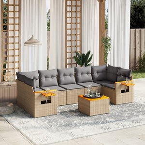 Maison exclusive - salon de jardin avec coussins 8 pcs beige résine tressée