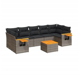 Maison exclusive - salon de jardin 8 pcs avec coussins gris résine tressée