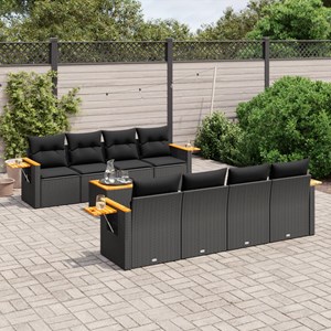 Maison exclusive - salon de jardin 9 pcs avec coussins noir résine tressée