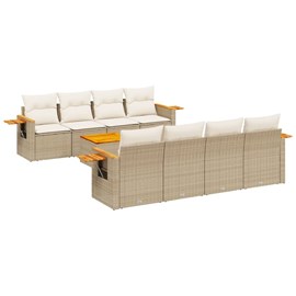 Maison exclusive - salon de jardin avec coussins 9 pcs beige résine tressée