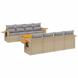 Maison exclusive - salon de jardin avec coussins 9 pcs beige résine tressée