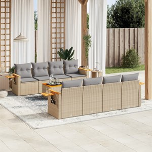 Maison exclusive - salon de jardin avec coussins 9 pcs beige résine tressée