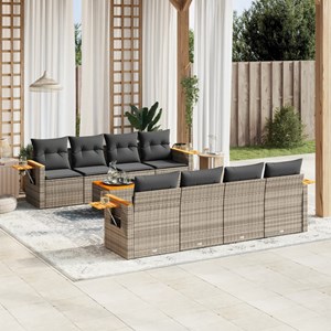 Maison exclusive - salon de jardin 9 pcs avec coussins gris résine tressée
