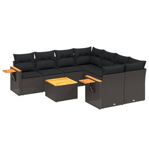 Maison exclusive - salon de jardin 9 pcs avec coussins noir résine tressée