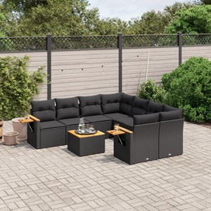 Maison exclusive - salon de jardin 9 pcs avec coussins noir résine tressée