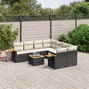 Maison exclusive - salon de jardin 9 pcs avec coussins noir résine tressée