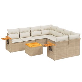 Maison exclusive - salon de jardin avec coussins 9 pcs beige résine tressée