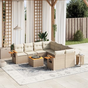 Maison exclusive - salon de jardin avec coussins 9 pcs beige résine tressée